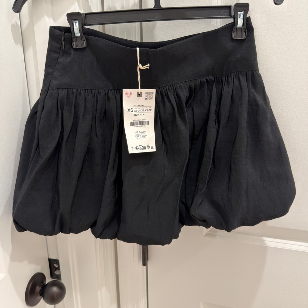 Black Bubble Skort with Pleated Detail